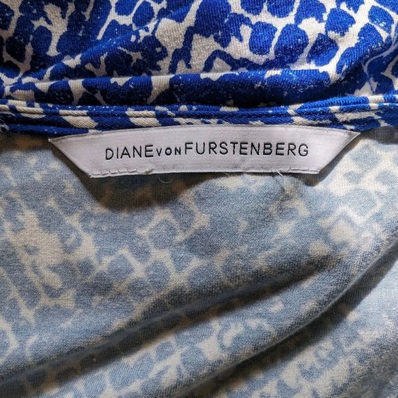 DVF Diane Von Furstenberg sleeveless blue white wrap yahzi short dress sz‎ S - Picture 7 of 12